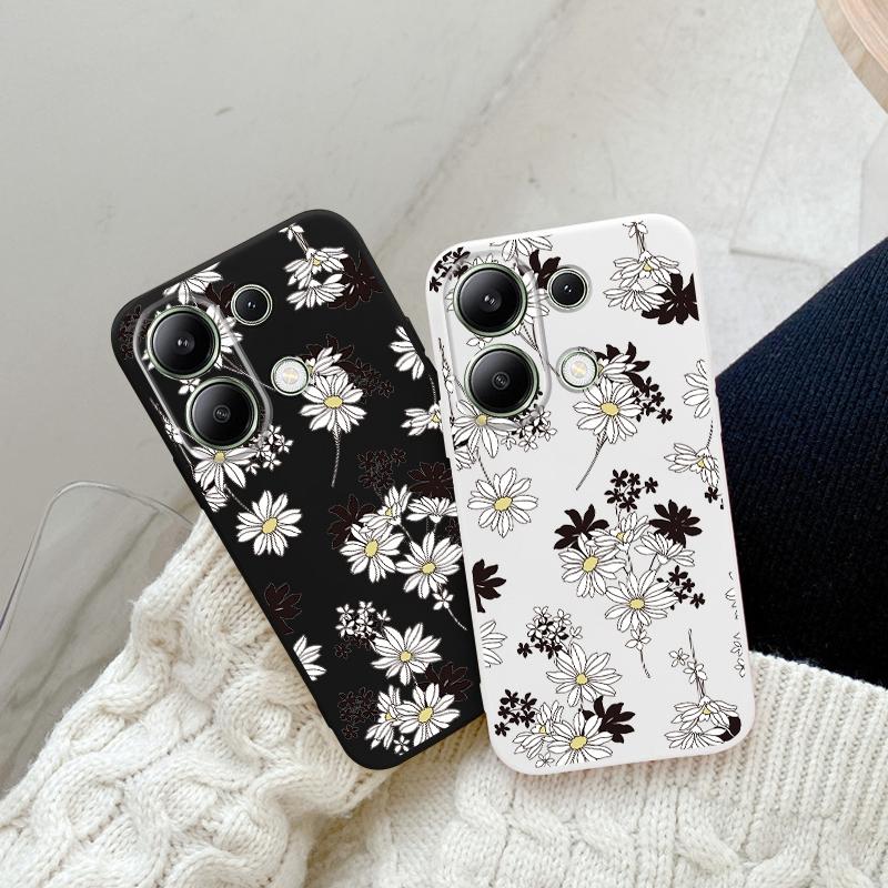 

Белый Цветочный Мягкий Силиконовый Чехол Для Xiaomi Redmi Note 13 Pro 14C Samsung A55 M35 S24 FE iPhone Huawei Honor Realme Camera Защитный Противоударный Чехол Samsung Galaxy S9 Plus