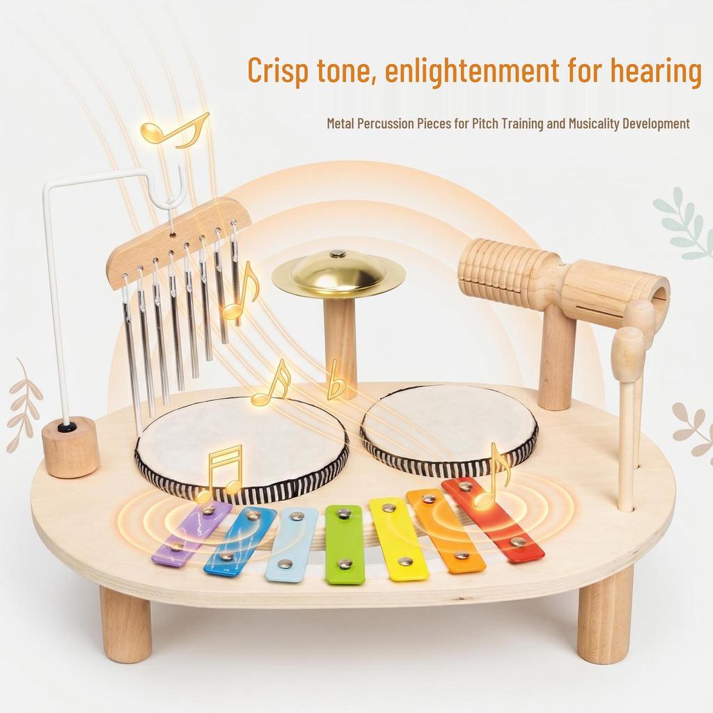 Multifunctional Wooden Music Table: Children's Educational Drum & Xylophone Toy for Boys & Girls