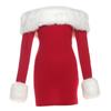 Damen Farbe Block Ein-Schulter Bodycon Kleid Herbst/Winter 2025