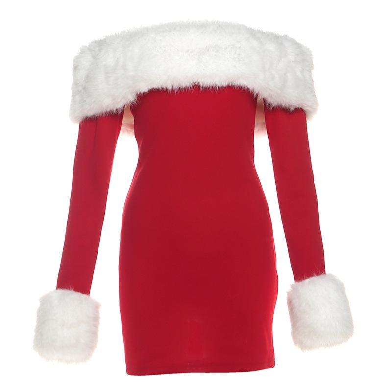 Женское прилегающее платье с цветовыми блоками на одно плечо Осень/Зима 2025 Large красный