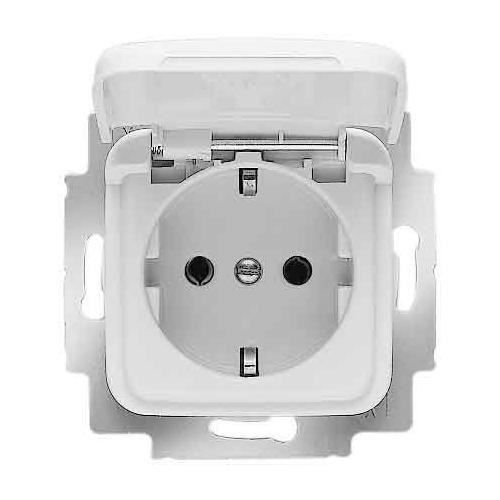 Busch-Jaeger Prise de courant, couvercle clapet SCHUKO, blanc alpin, Reflex SI - 20EUK-214