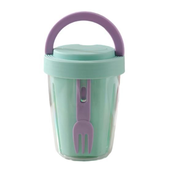 Salad Cup 501-600ml Food-Grade Portable Leak-Proof Design Salad Jar with Spoon Enhanced Drainage