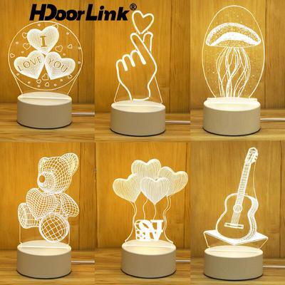 3D Night Lamp Desktop Night Light Boys and Girls Holiday Valentine's Day Gift Wedding Decorative Bedroom Bedside Table Lamp Gift