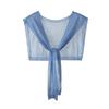 Candy Color Lace-up Ribbed Trim Knitting Shawl Women Summer Sunscreen Ultra-thin Fake Collar Cape