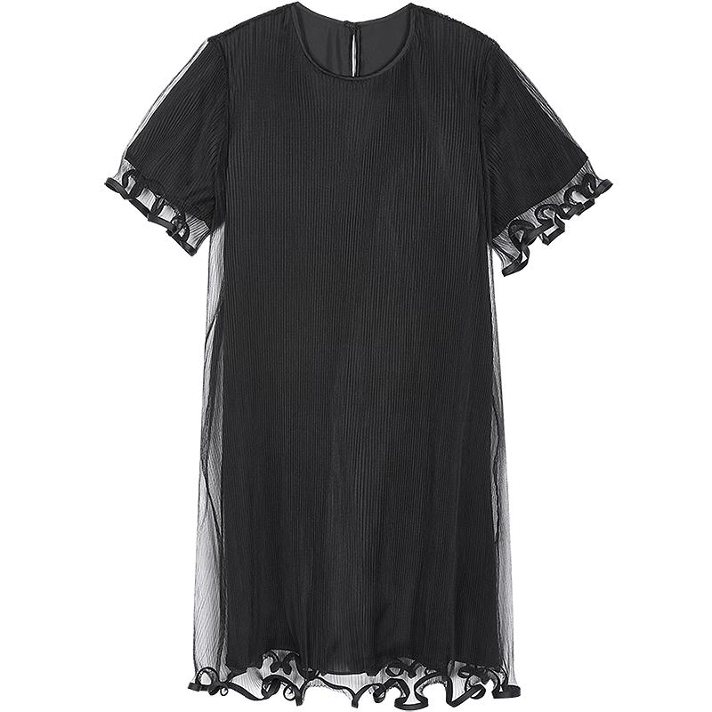 

JNBY 2025 Autumn Loose Round Neck Short Sleeve Dress S
