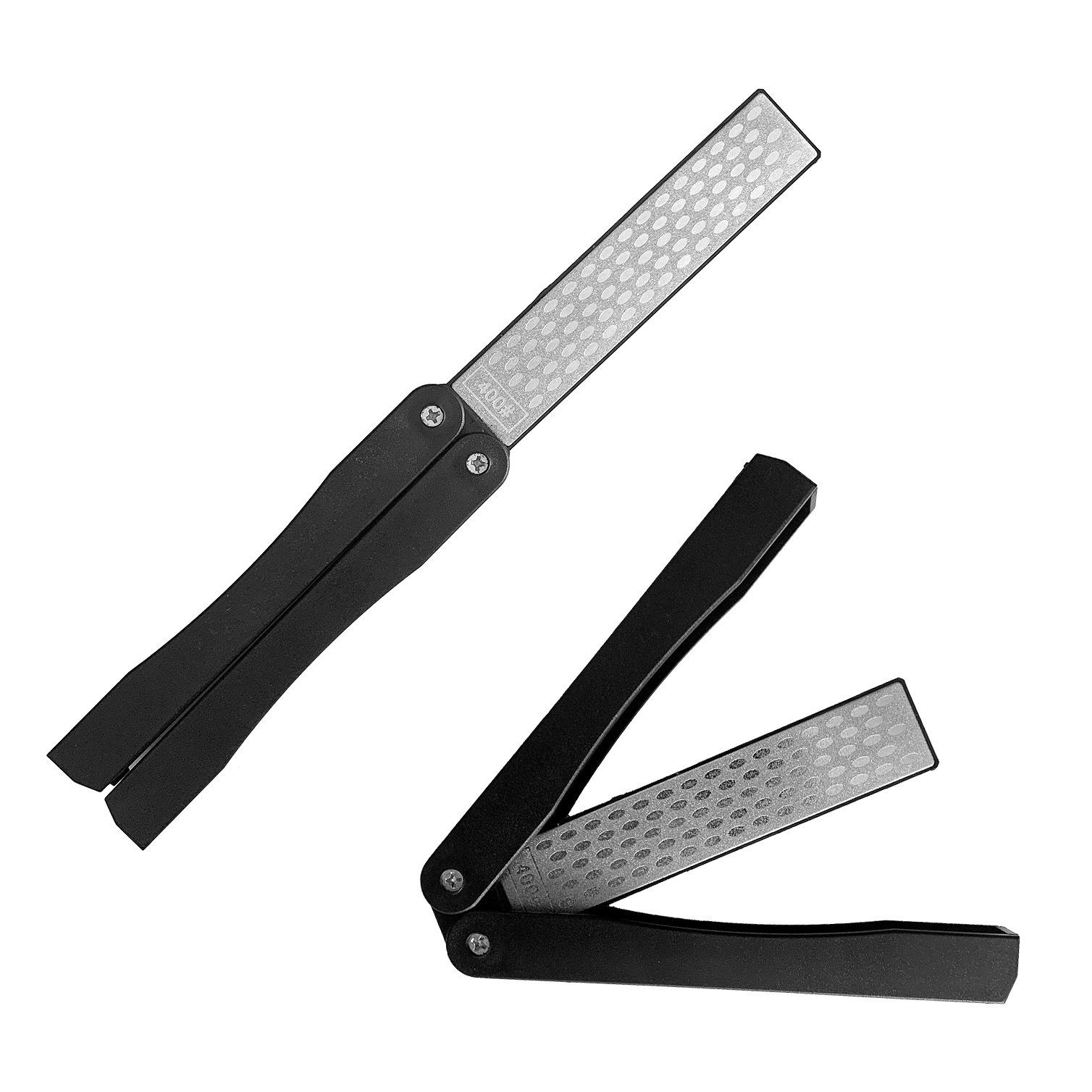 400/600 Grit Folding Diamond Knife Sharpener Portable Double Sided Pocket Sharpening Stone for Kitchen Garden Outdoor Tools 8.9in