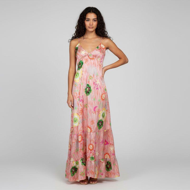 Jade Dress with Floral Print, Tie Collar, Open Back, Women HOLLY AND JOEY