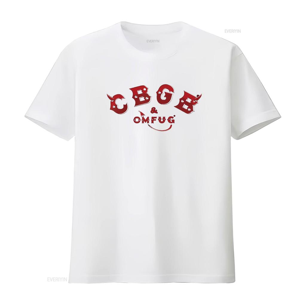 CBGB Horns T Shirt vintage Washed Slightly Top For Everyday Wear designer clothes Unisex graphic Casual homme Stylish
