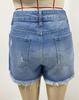 2025 Summer Light Blue Women's Denim Ripped Skirt Shorts