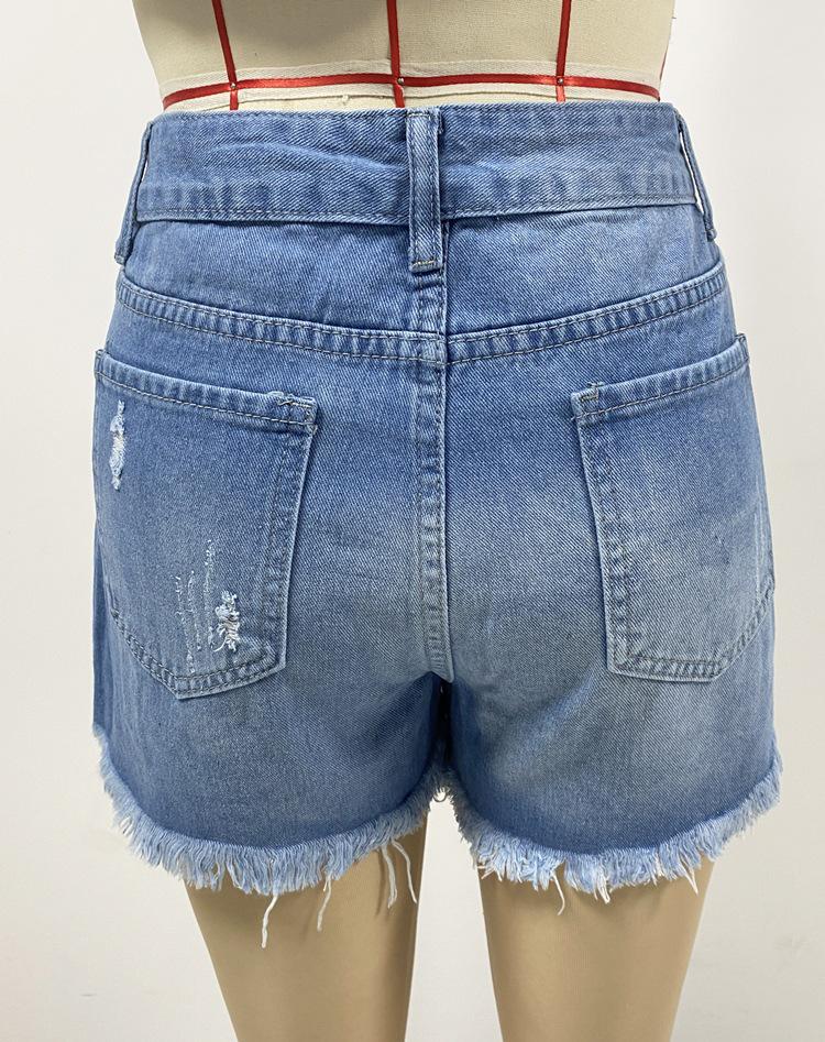 2025 Summer Light Blue Women's Denim Ripped Skirt Shorts