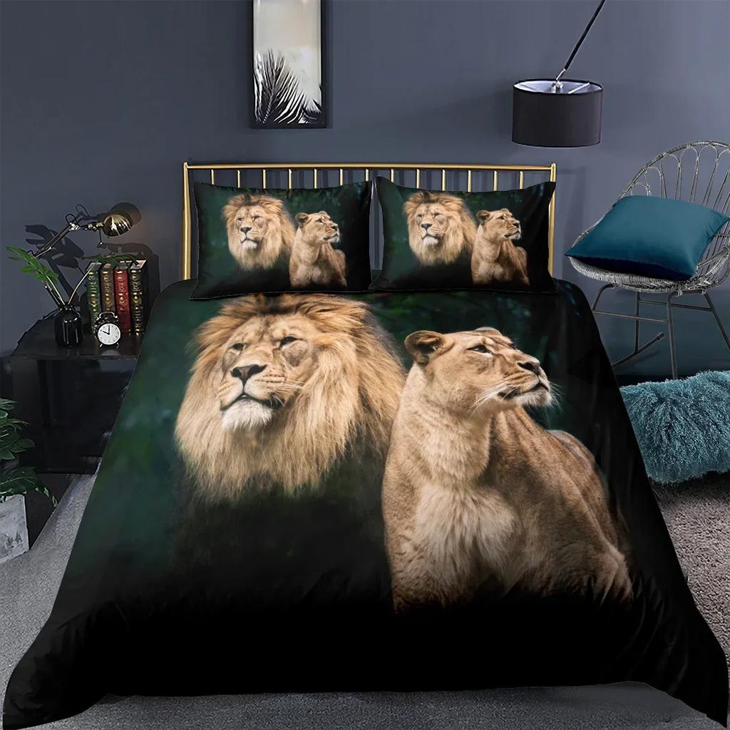 3D Printed Animal Lion Comfortable Duvet Quilt Cover Pillowcase Bedding Set Children Bedroom Decoration Home Textile