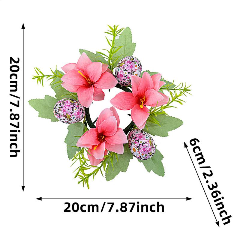 Easter Candle Ring Wreath Egg Candle Holder Ornaments Living Room Dining Table Artificial Flower Candle Wreath Atmosphere Decor