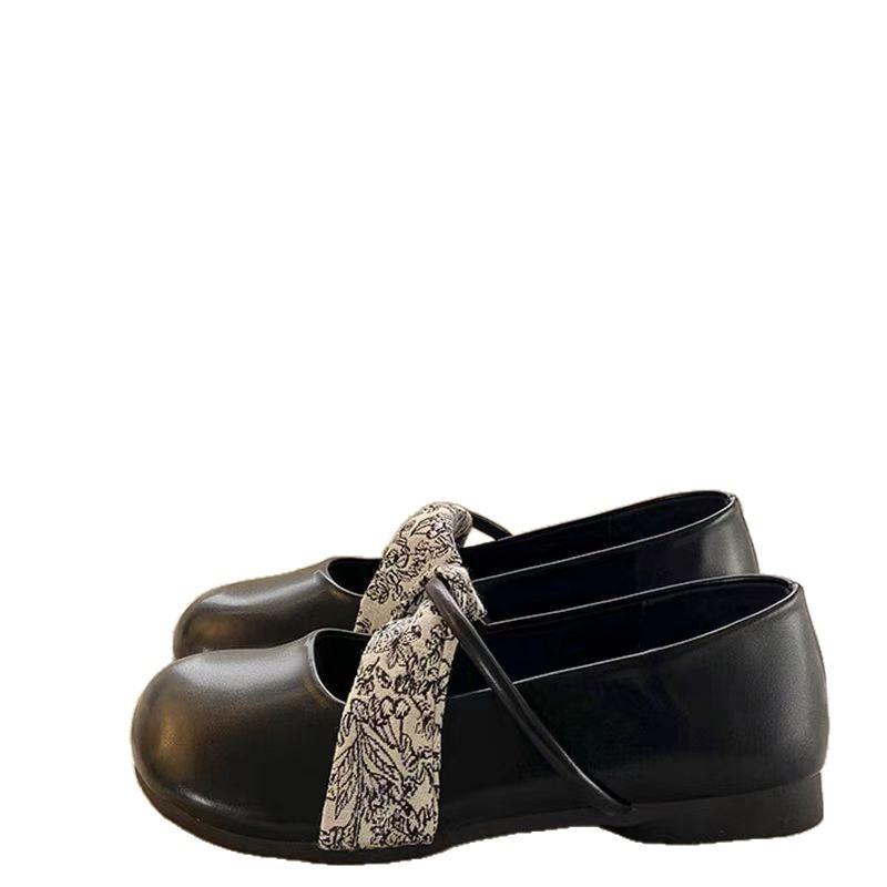 Round head flat bottom retro Mary Jane single shoes women's shoes new spring and summer gentle evening shoes