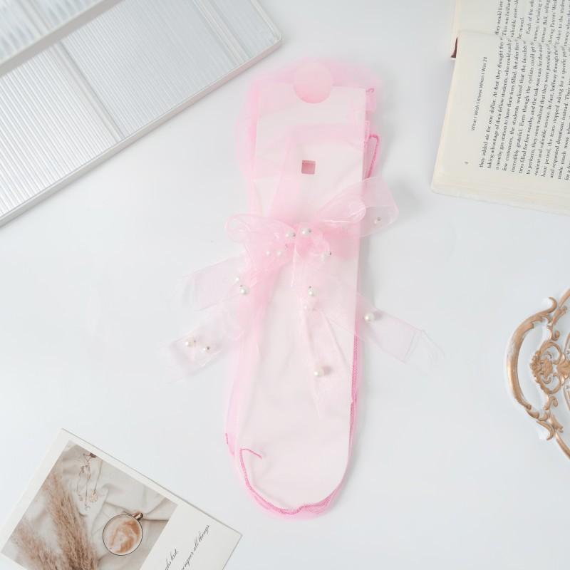 Calzini Estivi Sottili in Rete da Donna, Calzini Colorati Uni da Impilare, Calzini Fatati con Fiocco di Perle, Calzini Personalizzati Genitore-Figlio