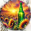 Vintage Sunflower Bottle Sunset Metal Wall Art Decor Indoor Outdoor Patio