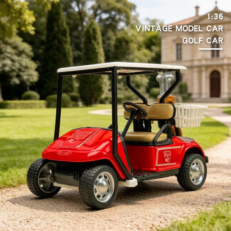 1:38 Alloy Vintage Diecast Golf Cart Buggy Shuttle Model Classic Pull Back Car Model Miniature Vehicle Replica Collection
