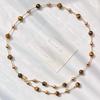 Vintage Boutique Natural Tiger'S Eye Stone Artificial Crystal Pearl Design Sense Sweater Chain Necklace Collarbone Chain Women