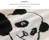 Panda Raglan Sleeve Knit Patchwork T-shirt - Trendy Loose Fit