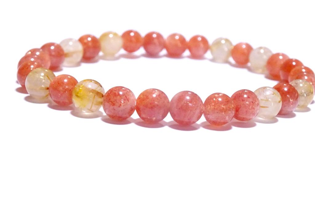 for guiding you to the success of your dreams and Gold Rutilated Quartz Sunstone Bracelet for Men and Women Natural Stone Power 6mm Gold 16cm