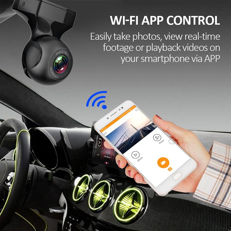 Carro wifi gravador de condução 1080p lente única visão noturna registradores de vídeo suporte g-sensor, vídeo em loop, monitoramento móvel, monitoramento de estacionamento