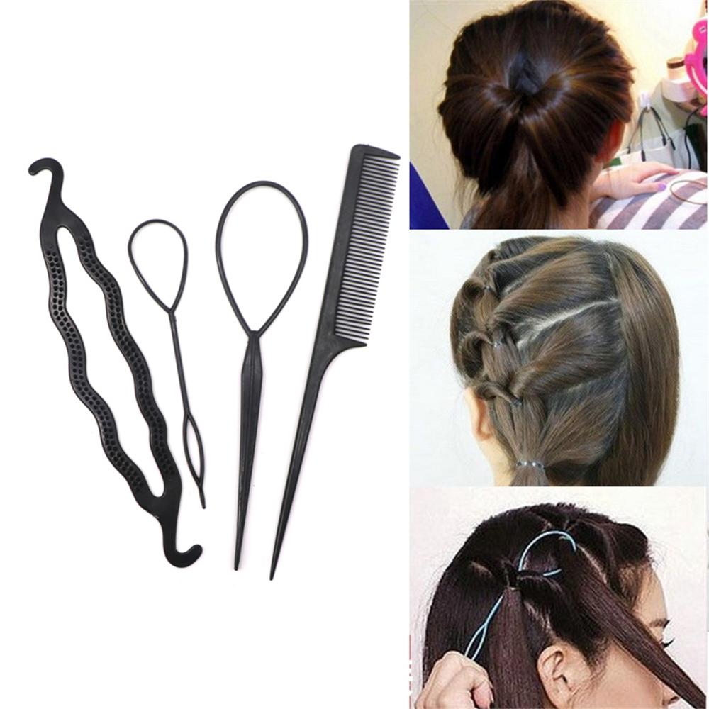 1-6Pcs/Set Múltiplas Ferramentas Mágicas para Trançar Cabelo Feminino Menina Cabelo Donut Bun Maker Grampos de Cabelo Torção Grampo de Cabelo Ferramenta de Estilo Acessório de Cabelo