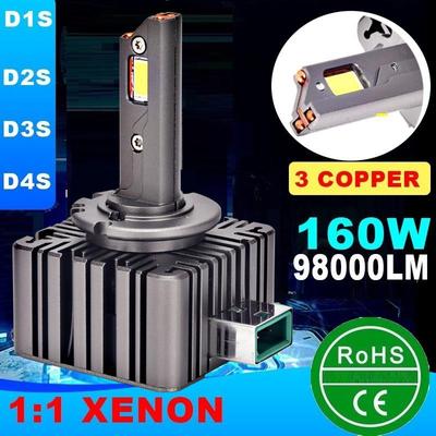 160W 98000LM D1S D3S D2S D4S Auto LED Headlight 6500k White Led Ight with 3 Copper Tube