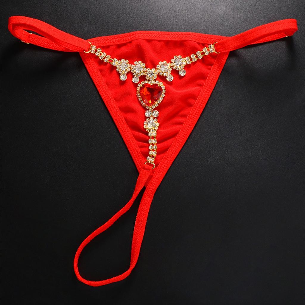 Women's Underwear Love Heart Rhinestone Sexy Thong Body Chain Fashion Accessories Underwear