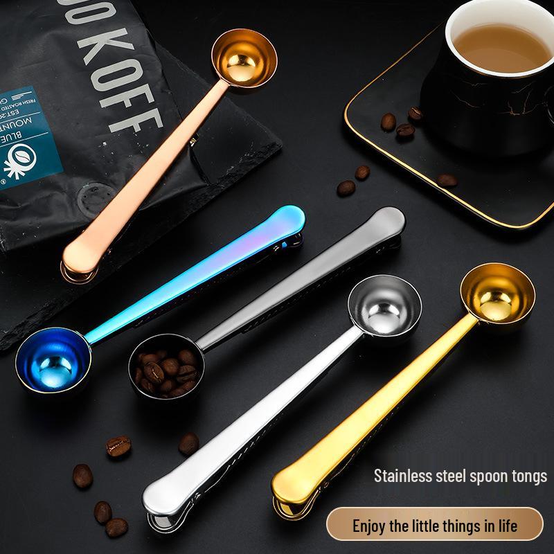 Stainless Steel Multi-Functional Clip Spoon for Snacks, Tea Bags, Milk Powder, and Coffee