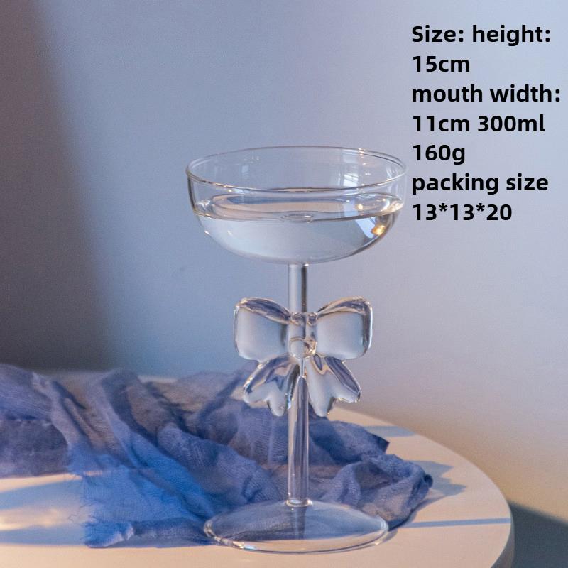 Elegante Transparente Rosa Schleife Champagnerkelche Wasserbecher 300 ml 10 oz Schönes Schleifenglas für den Valentinstag