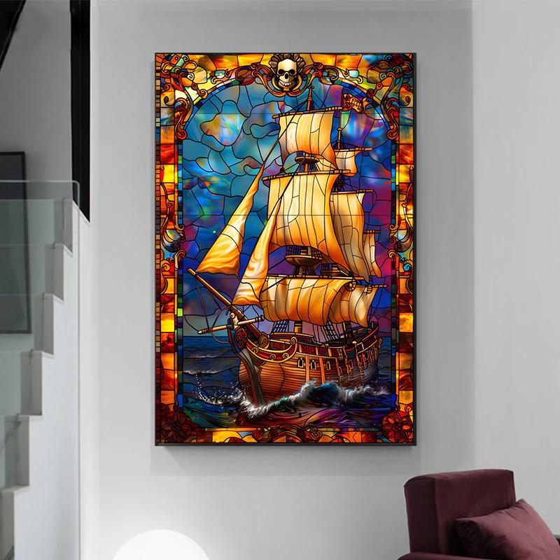 Fantazyjny Smok Zwierzę Rycerz Duch Witraż Płótno Malarstwo Obrazy do Salonu Sztuka Ścienna Dekoracja Pokoju Estetyczna