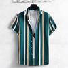 Summer New Men Clothes Short Sleeve Lapel Shirt Tops Fashion Stripe Design Men Tops