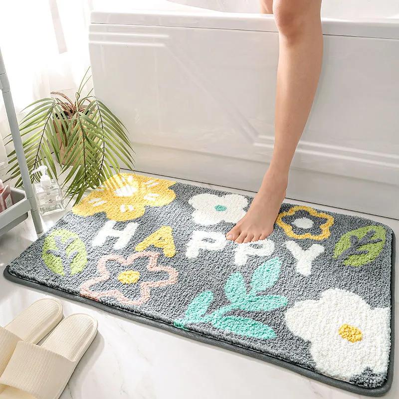 Fresh and Simple Bathroom Floor Mat, Water-Absorbent, Quick-Drying, Non-Slip Foot Mat for Toilet Entrance, Household Non-Slip Mat Carpet