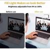 USB C Rechargeable Selfie Fill Light 3 Color Modes Adjustable Brightness Clip-on LED Light for Mobile Phones & Computers