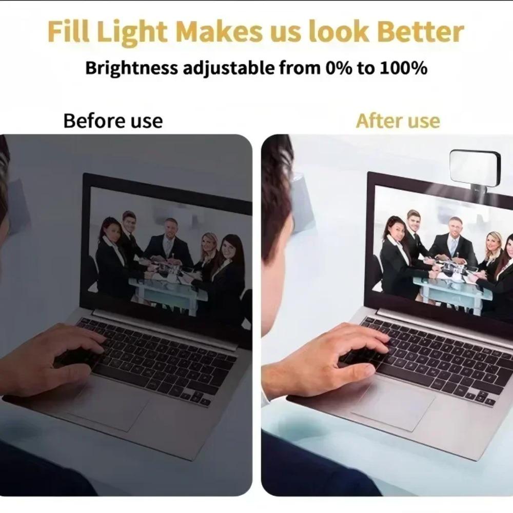 Mini Selfie Fill Light 3Modes Adjustable Video Conferencing Fill Light Rechargeable Brightness Clip On For Computer Mobile Phone