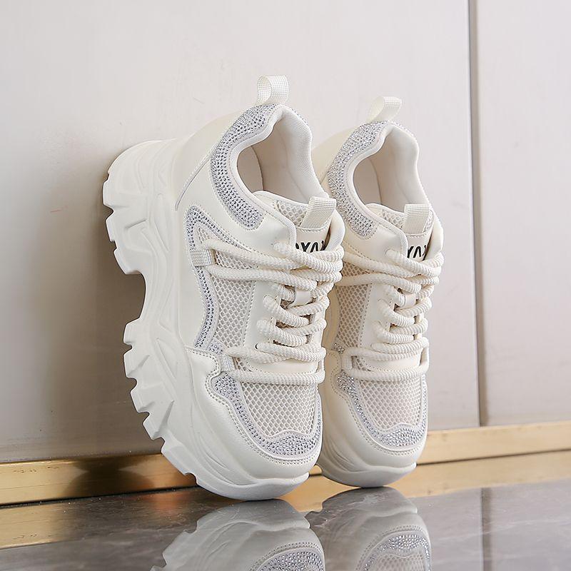Fashion 2025 Autumn New Mesh Breathable Dad Women's Thick-soled Heightening Sneakers Womens Fashion Versatile Vulcanized Shoes Women