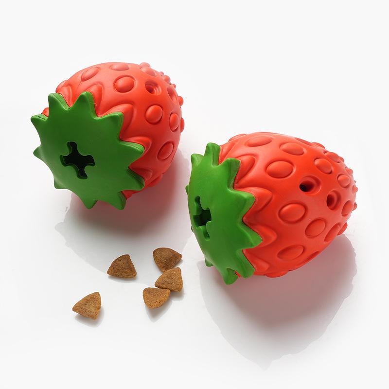 Strawberry Toys for Missed or Hidden Food, Interactive Teething and Cleaning Dog Toys, Natural Rubber Eco-friendly Pet Toys