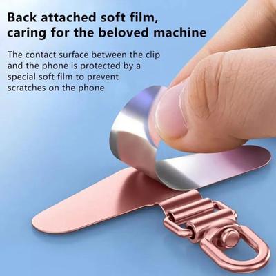 Phone Lanyard Clip Patch 360 Degree Rotatable Phone Clip Stainless Steel Ultra-thin 0.4mm Arch Bridge Design Anti-fall Strap Fixed Gasket