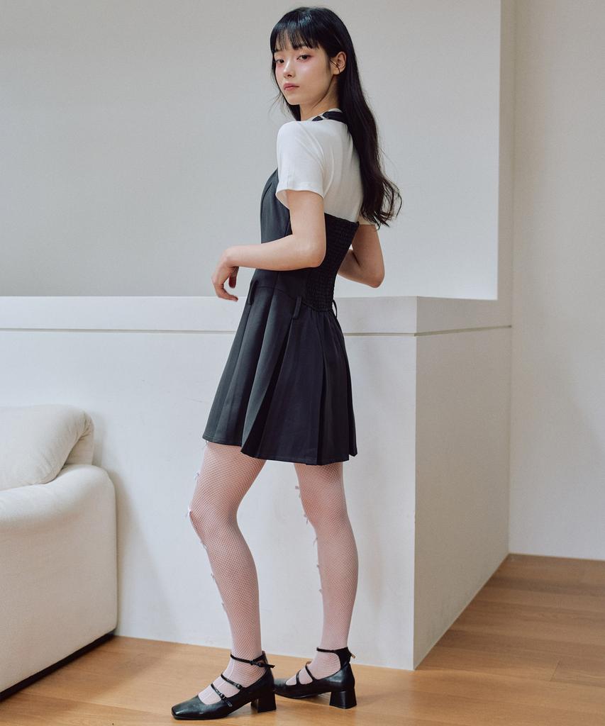 Zero Planet Darling Bustier Pleated Mini Dress [Charcoal]