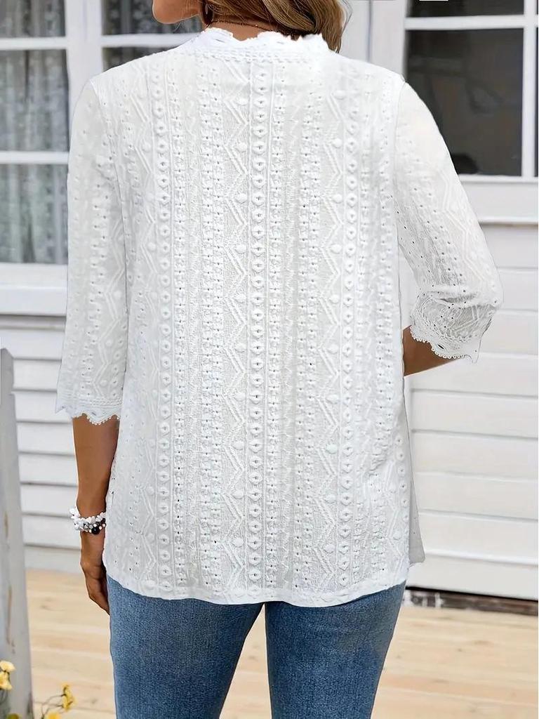 2025 Women's Mid-Sleeve Knit Cardigan with Lace Collar - Fashionable and Versatile Outerwear