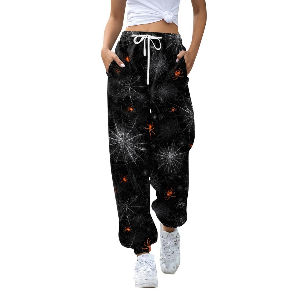 Women's Sports Pants With Pockets Fashion Print Elastic Waist Pants Casual Sweatpants Pants