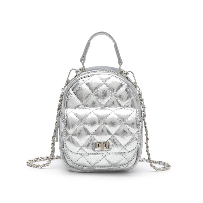 Casual diamond embroidered thread portable small backpack temperament versatile commuter travel backpack серебряный