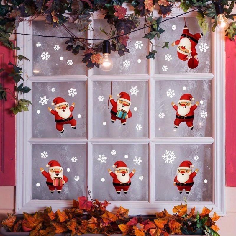 1PC New Santa Claus Snowflake Christmas Stickers Wall Paper Living Room Window Refrigerator Decoration Wall Sticker Self Adhesive Wall Decortion