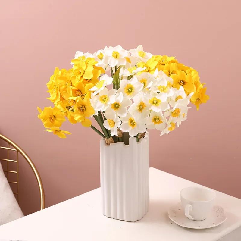 DIA  Pastoral Style Narcissus Bouquet Fake Flowers Artificial Flowers Living Room Decoration Table Flowers Indoor Decoration