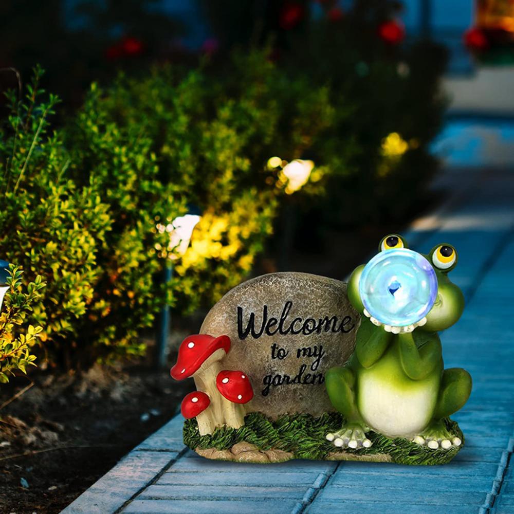Solar Garden Light Frog Resin Statue Handicraft Ornament Garden Garden Landscape Decorative Light