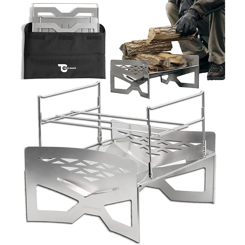 

TOKYO CRAFTS MacRite 2 Fire Pit [Compact/Large/Lightweight/No Firewood Splitting Required/Easy Assembly/Includes Tripod] for Solo/Family Use, No Heat