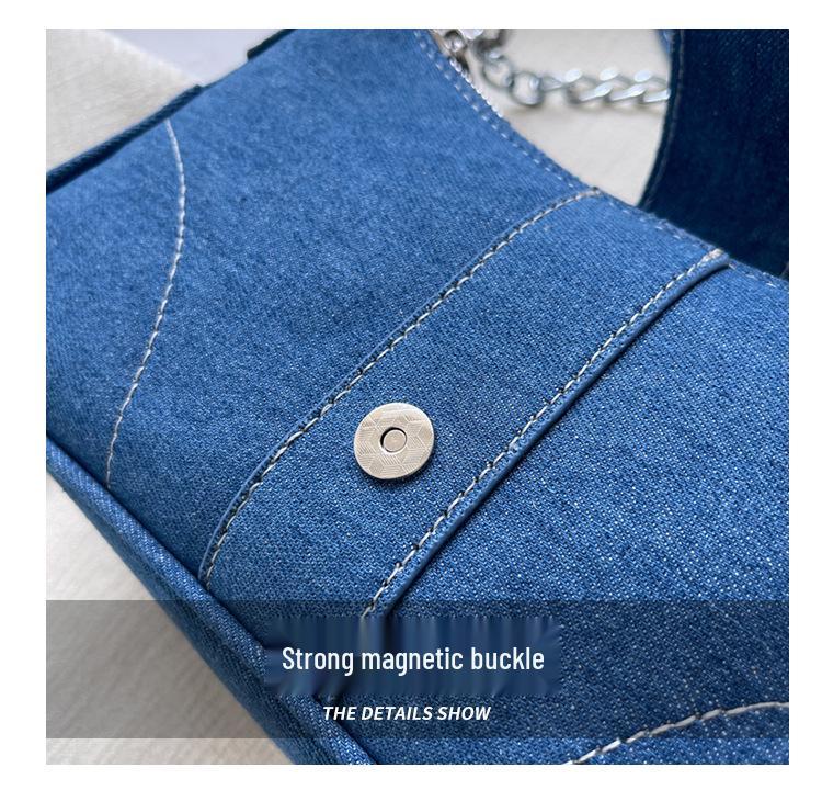 2023 Retro Fashion Women's Denim Chain Crossbody Shoulder Bag – Textured Versatile Underarm Style