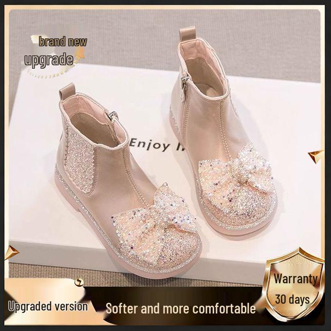 Girls' Martin Velvet-Lined Leather Boots 2025 - Fashionable Short Cotton Shoes for Autumn/Winter