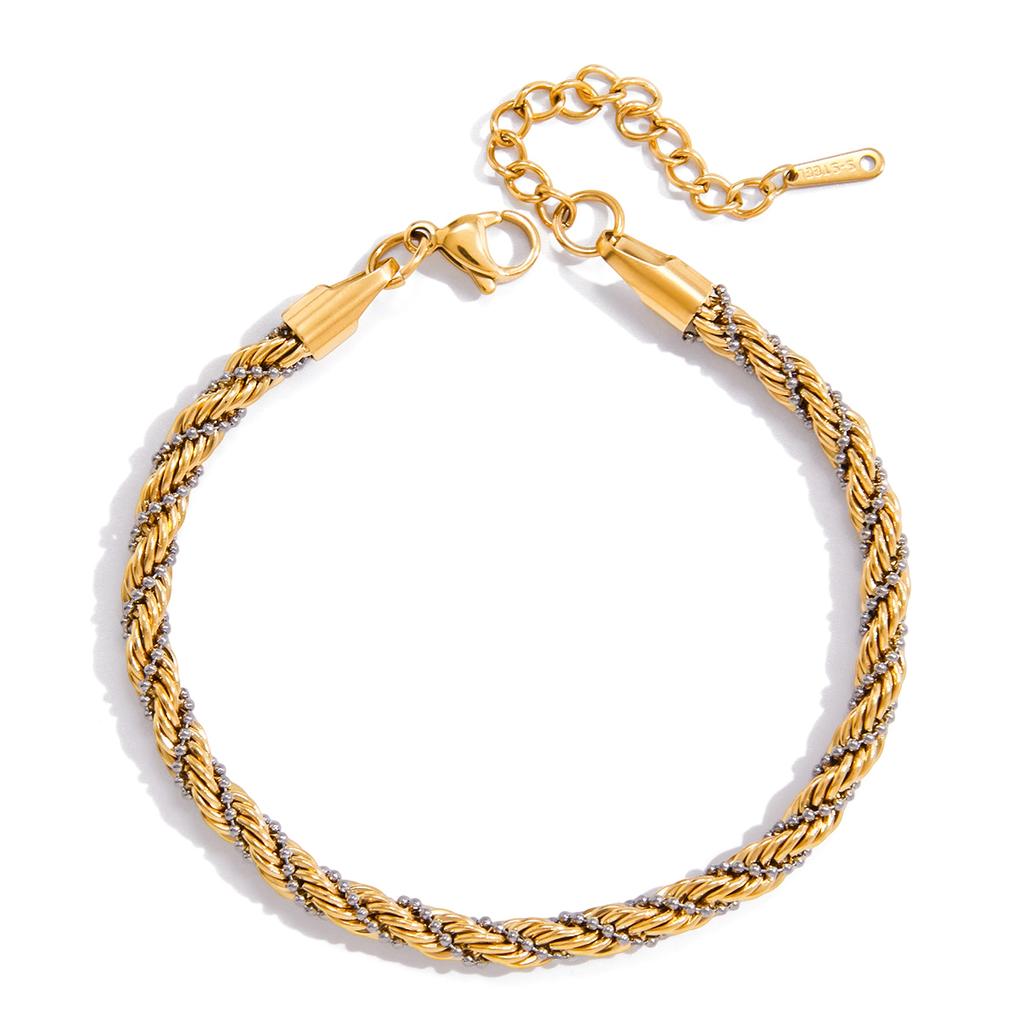 Hot Style Stainless Steel Personalized Twisted Spiral Bracelet 18K Gold Color Plated Personality Fashion Charm Jewelry Gift