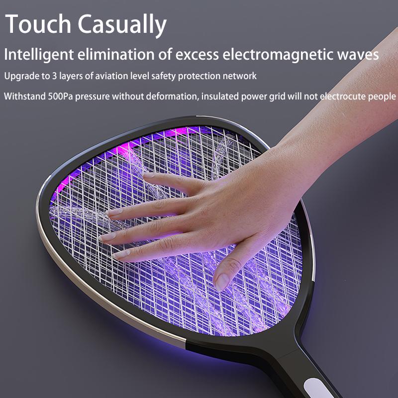 3 In 1 Widening of The Power Grid Electric Mosquito Swatter 3000V C-type Charging Mosquito and Fly Killer