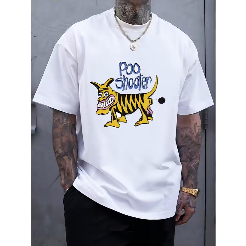 

European sizes Men s Vintage Poop Shooter Graphic T-Shirt - 90s Style Vintage Crew Neck Tee with Bold Yellow and Blue Design, Casual Short Sleeve S белый